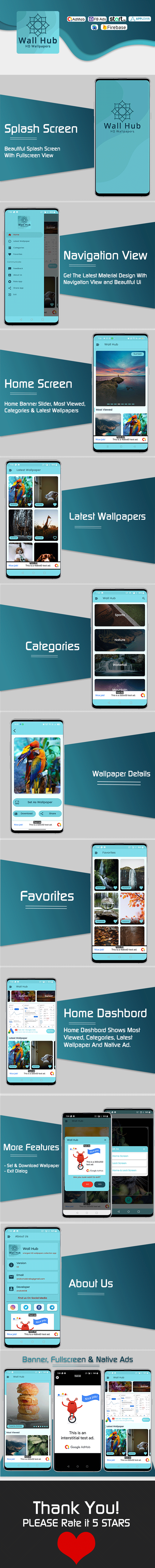 Wall Hub - Android Wallpapers App - Admob & FAN - 1